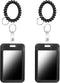 Wrist Coil ID Badge Holder with Card Strap & Key Ring, Plastic Stretchable Spring Wristband Keychain