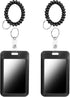 Wrist Coil ID Badge Holder with Card Strap & Key Ring, Plastic Stretchable Spring Wristband Keychain