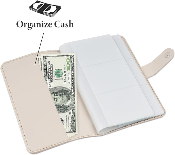 lizimandu Business Card Holder Book - PU Leather Organization Binder for Men & Women, Holds Up to 96 Cards (1-Beige)
