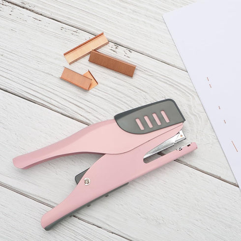 NatSumeBasics Plier Effortless Stapler & 1000 Rose Gold Staples, 45 Sheet Capacity, Heavy Duty Manual