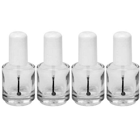 Karlash Premium Empty Polish Bottle, Clear + Brush + Mixing Ball + White Cap, 0.5 Oz - 4 Pieces