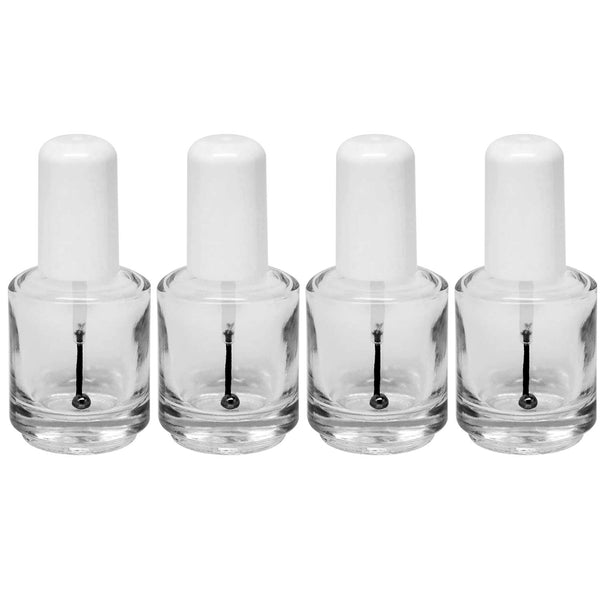 Karlash Premium Empty Polish Bottle, Clear + Brush + Mixing Ball + White Cap, 0.5 Oz - 4 Pieces