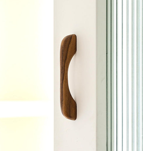 KOVNISE 2 128mm) PCS Cabinet Pulls Solid Wood Dark Walnut Pulls Beech Original Wood Color Simple Modern Style