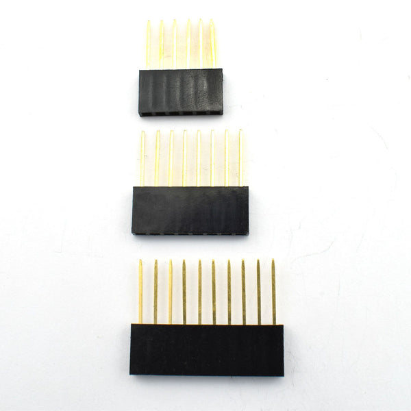 ZYAMY 30pcs 2.54mm 6Pin 8Pin 10Pin Female Socket Pin Header Strip Kit, Single Row Straight, 11mm Long Needle Stackable