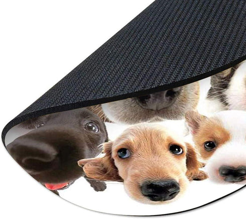 Round Mouse Pad with Dog Design, Customized Non-Slip Rubber Gaming Mouse Pad for Office Work