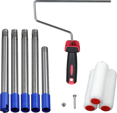 6FT Paint Roller Kits - 9.5 inches Roller Frame with 3 Covers and 60 inches Stainless Steel Handle