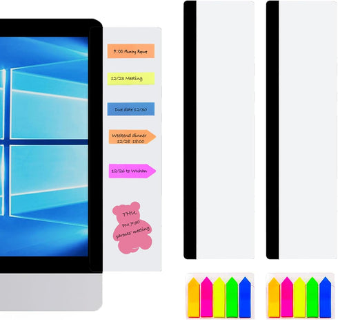 LRZCGB Monitor Memo Board, 2 Pieces Computer Monitor Message Board, Acrylic Sticky Note Holder