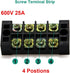 MILAPEAK Terminal Blocks - 12pcs (6 Sets) 4 Positions Dual Row 600V 25A Screw Terminal Strip Blocks with Cover