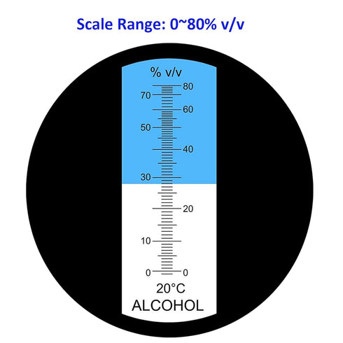 Alcohol Refractometer for Spirit Alcohol Volume Percent Measurement 0~80% v/v. Alcohol Volume Meter for Alcohol Liquor Production Spirit Alcohol Measurement Ethanol with Water Distilled Beverages