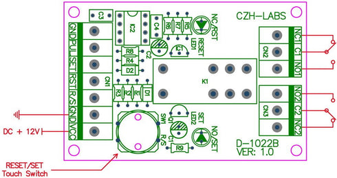 ELECTRONICS-SALON Panel Mount Momentary-Switch/Pulse-Signal Control Latching DPDT Relay Module, 12V