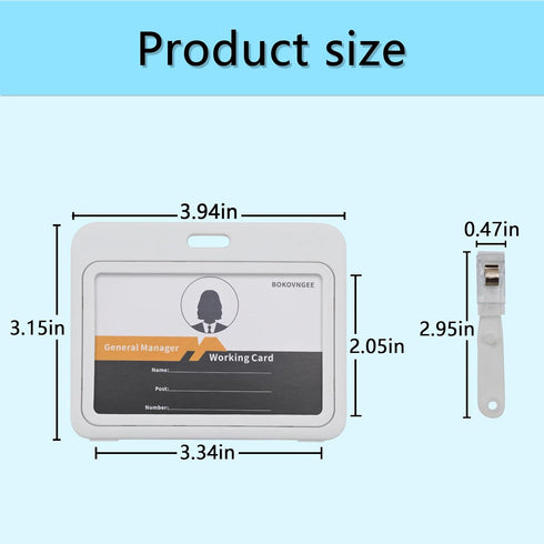 ID Badge Holder with Plastic Clip, Waterproof Horizontal Hard Plastic Case for ID Cards - 3 Pack