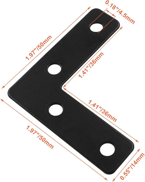 Bivethoi 20 50 50mm (2" 2") Pcs L Shape Flat Mending Plates, x x Stainless Steel Corner Braces with Screws, Flat Angle