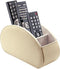 Remote Control Holder Organizer, Beige Leather Storage with 5 Spacious Compartments for Table Desk