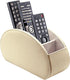 Remote Control Holder Organizer, Beige Leather Storage with 5 Spacious Compartments for Table Desk
