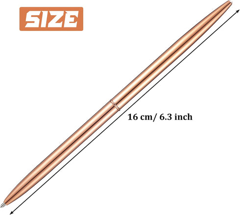 Outus 30 Pcs Rose Gold Ballpoint Pens, Slim Metallic Retractable Lightweight Pens Set for Wedding Guest Book Gift