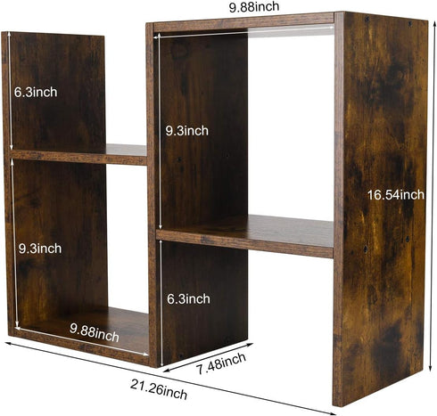 PAG Desktop Shelf Freestanding Wooden Small Bookshelf Desk Supplies Organizers and Accessories Storage Display Rack