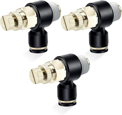 TAILONZ PNEUMATIC 3 Pack SL-3/8-N2 Push to Connect Air Line Fitting, 3/8 Inch OD 1/4 Inch NPT Elbow Valve