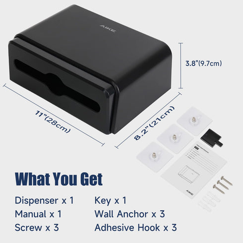 10"x3.1" 200 AIKE Wall Mount Paper Towel Dispenser, Fit Multifold Paper Towel Folded Size or Smaller, Sheets Capacity