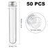 50 PCS 5.5 x 1 inch Clear Plastic Test Tubes with Caps, 40 ml Test Tubes with 50 PCS Sealing Protection Sheets for Plants, Scientific Experiments Candy Storage, Powders, Spices, 140 x 25 mm