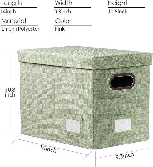 PRANDOM File Organizer Box, Set of 1 Collapsible Decorative Linen Filing Storage, Hanging File Folders with Lids