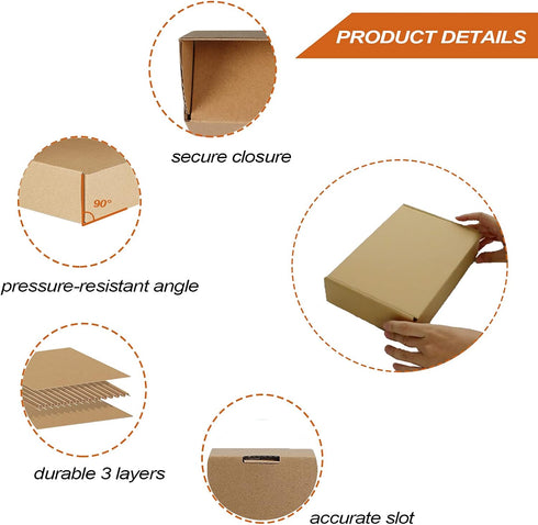 PHAREGE 9x6x2 inch Shipping Boxes - Bulk 25 Pack Brown Tab Lock Tuck Top Mailer Boxes for Small Business Packaging