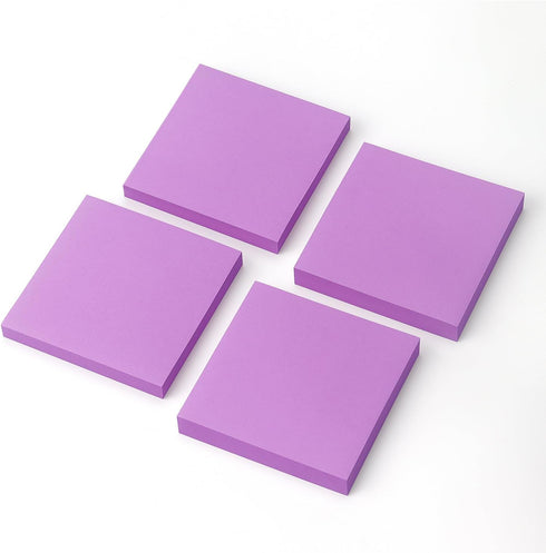 Sticky Notes 3x3 Pop Up Self-Stick Pads - Bright Colors for Office, School, Home, 4 Pads/Pack, 90 Sheets/Pad (Purple)
