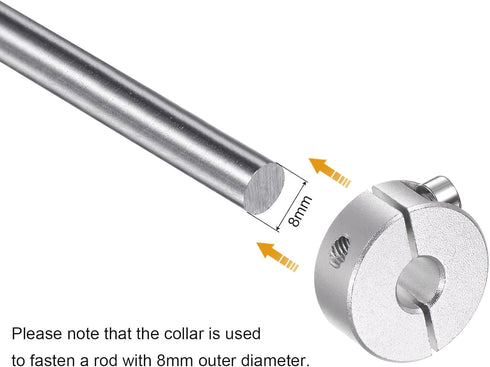 4pcs Double Split Shaft Collar Set for 8mm Shaft, 25mm OD, 10mm Width, Clamp-On Collars for Machine Tools