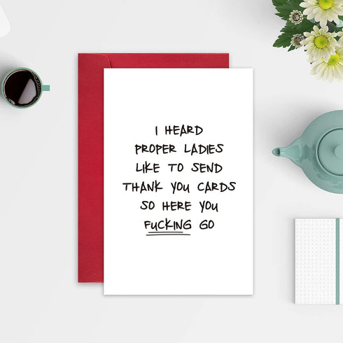 Leinessy Funny Thank You Card for Men Women, Hilarious Thanks Card from Bestie, I Heard Proper Ladies Like to Send