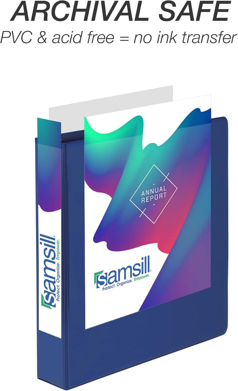 Samsill Durable 2 Inch Binder, Made in the USA, D Ring Customizable Clear View Binder, 4 Pack, Holds 475 Pages