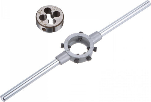 uxcell Die Stock Handle Wrench Set with M10 x 1.25 Threading Round Die and 30mm Holder, Adjustable Tool