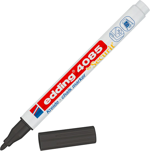 edding 4085 Chalk Marker - Black - 1 Chalk Pen - Fine-Nib Wet Wipe Pen for Chalkboards, Windows, Glass, Mirrors