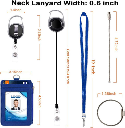 Badge Holder with Zipper - Life-Mate PU Leather ID Card Holder Wallet with 5 Card Slots and Zipper Pocket