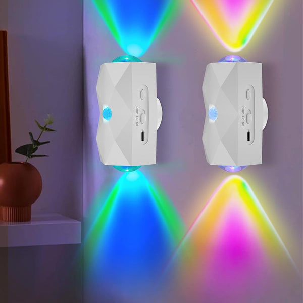 DQQDFTF LED Wall Mounted Lights Battery Operated Wall Lamp 2 Pcs with Motion