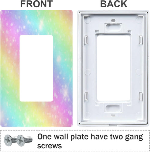 Cute Unicorn Galaxy Sky Wall Plate with Rainbow Pastel Clouds, 1 Gang Switch Plates for Light Receptacle Plug Cover