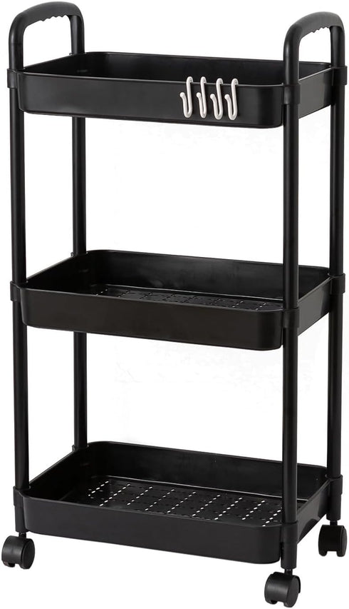 Gagee 3 Tier Rolling Cart with Wheels and Handle,Rolling Storage Cart for Office,