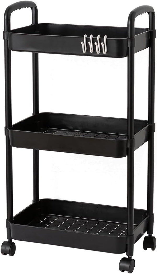 Gagee 3 Tier Rolling Cart with Wheels and Handle,Rolling Storage Cart for Office,