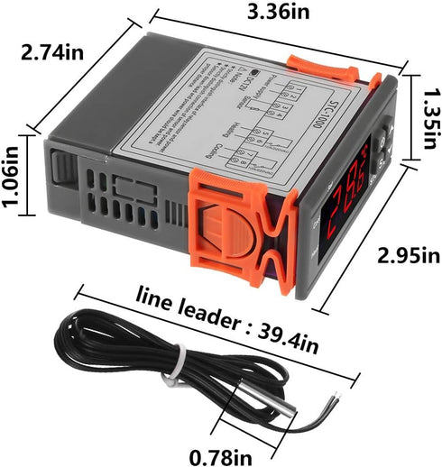 STC-1000 Digital LED Temperature Controller 10A DC 12V Cooling Heating Thermostat with NTC Sensor Probe