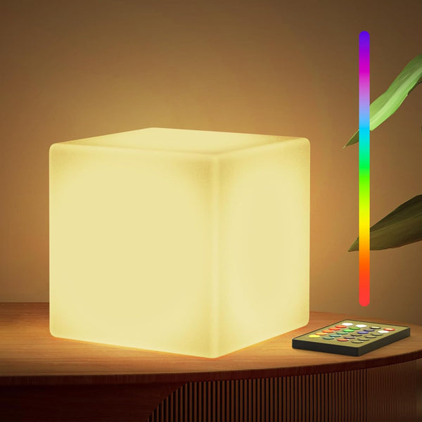 LOFTEK 7-inch LED Cube Lights, Rechargeable RGB 16 Colors Tesseract Cube, Cordless