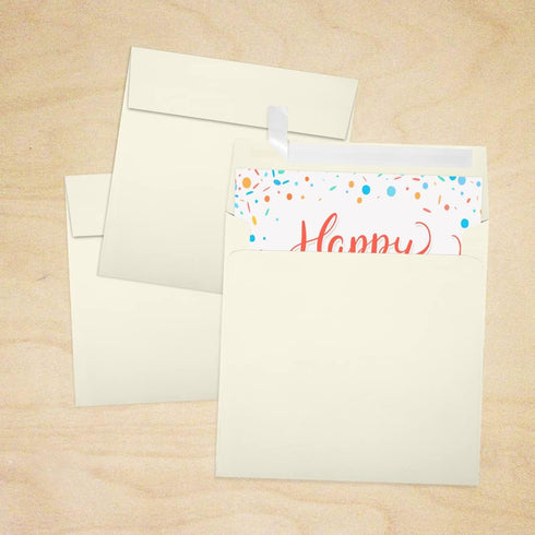 LUXPaper Square Invitation Envelopes | Peel & Press | Natural | 6" x 6" | 30% Recycled | 80lb. Text | 50 Qty