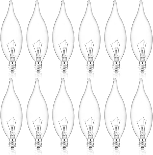 E12 B10 Clear Candle Base Bulb with Warm White 2700K, 40W Candelabra