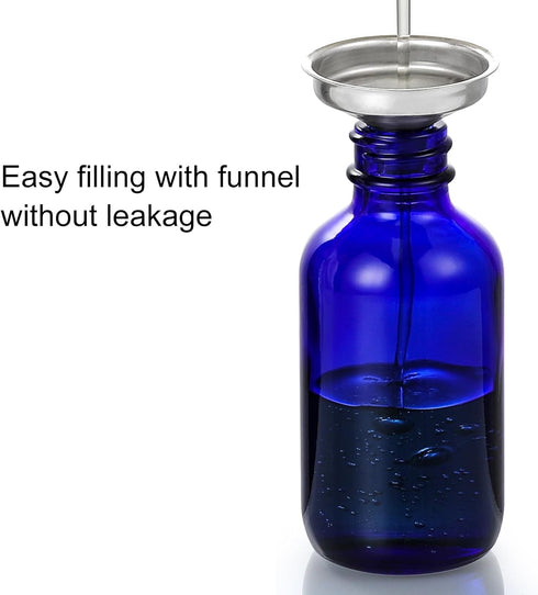 AOZITA 4 Pack 2 oz Dropper Bottles with 1 Funnel & 4 Labels - Thick Dark Blue Glass Tincture Bottles with Eye Droppers