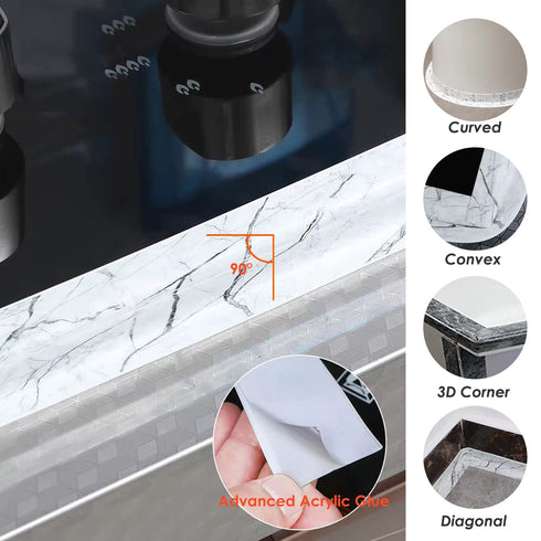 Kitchen & Bath Tape Caulk Strip, 10.5 Ft x 1.5 Inch, Self Adhesive Waterproof Sealing Tape, 2PCS