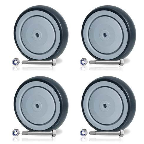 SY America 5" x 1.25" Shopping Cart Replacement Wheels Kit, Rubber Wheels