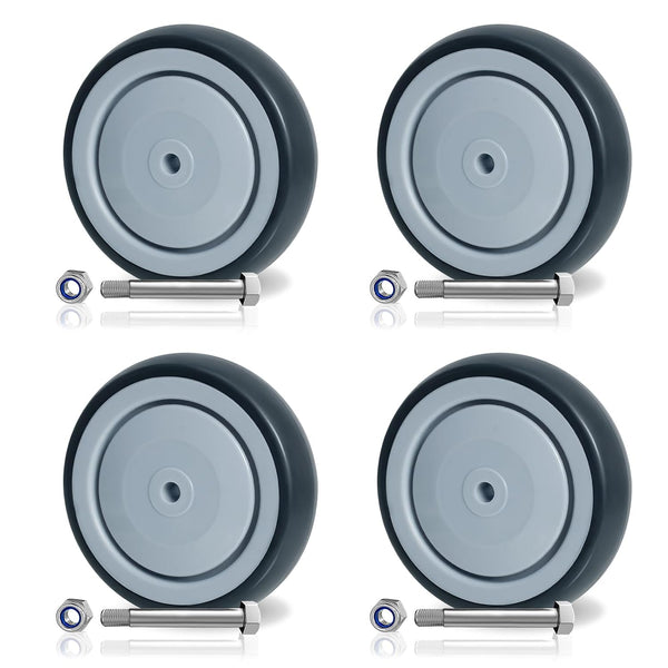 SY America 5" x 1.25" Shopping Cart Replacement Wheels Kit, Rubber Wheels