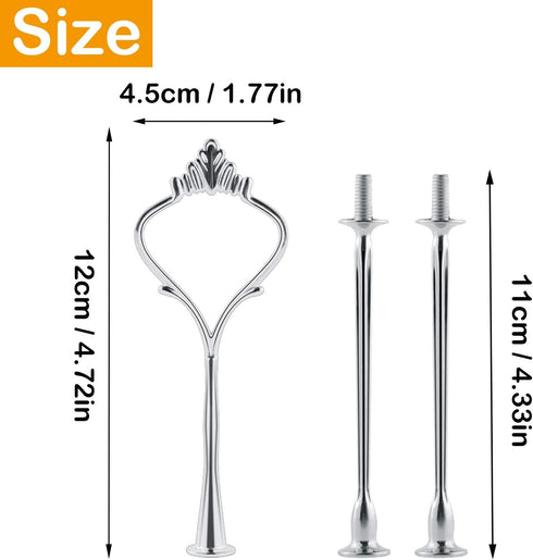 6 Piece Tiered Cake Stand Hardware Kit - 3-Tier Crown Mold Fittings for Wedding & Party Dessert Displays (Silver, M)