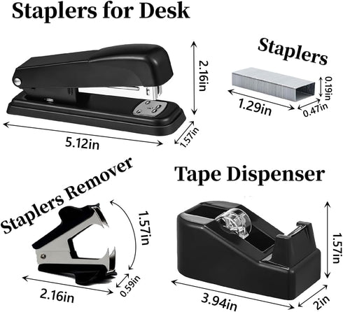 Black Office Supplies, Black Desk Accessories, Stapler and Tape Dispenser Set for Women, Black Office Gift for Women, Boss Lady, Office Lady, Coworkers, Office Clerks by Htkbsnyes