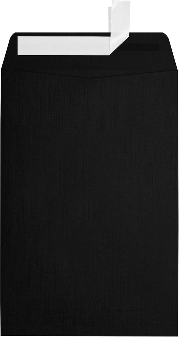 LUXPaper 6 x 9 Open End Envelopes, Peel & Press Black Linen, 80lb. Text, 50 Qty