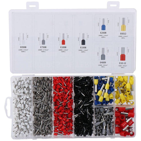 1800Pcs Wire Ferrules Terminals Kit - AWG 22-7 Crimp Connectors, Ferrule Crimping Tool for Electric and Industrial
