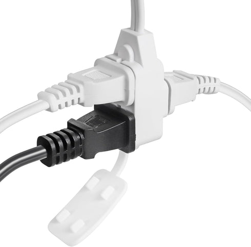 ETL Certified 2-Pack SPT2 16AWG Power Extension Cord, 13 Amp 1625 Watts, VSEER Polarized 3 Outlets, White (6 Feet)