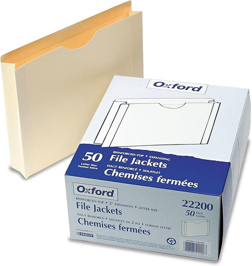 Pendaflex File Jackets, Letter Size, Manila, 2" Expansion, 50 per Box (22200EE), Reinforced Straight-Cut Tabs